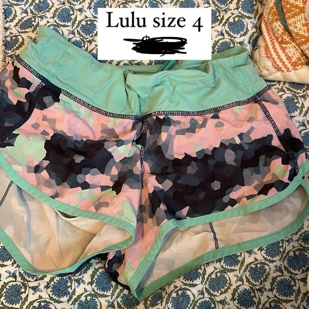 lululemon athletica Green and Pink Athletic Shorts
